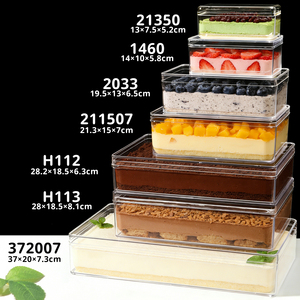 Caja para Tiramisú Grande, Transparente, <span class=keywords><strong>de</strong></span> Plástico PS <span class=keywords><strong>de</strong></span> Grado Alimenticio, Contenedor para Postres con Tapa Extraíble para Empacar Pasteles y Caja <span class=keywords><strong>de</strong></span> Regalo - Product Image 1
