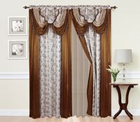 Rideau à œillets double couche en jacquard en gros avec occultation et ignifuge pour chambre à coucher et salon