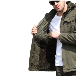 High Quality <b>Canvas</b> Fleece <b>Jacket</b> Spring Casual Warm Snowboard Zipper Closure Stand Collar Men's - Product Image 2