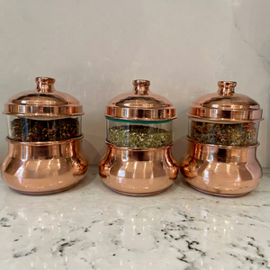 Handcrafted Copper <b>Spice</b> <b>Jar</b> Set with Glass Window & Lid, Decorative Kitchen Storage Containers for <b>Spices</b>, Herbs & Dry Goods - Product Image 5