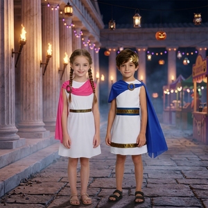 Costume de tunique grecque pour enfants, garçons et filles, costumes de déesses romaines et grecques, Halloween, Purim, fête de Mardi Gras, déguisement - Product Image 2