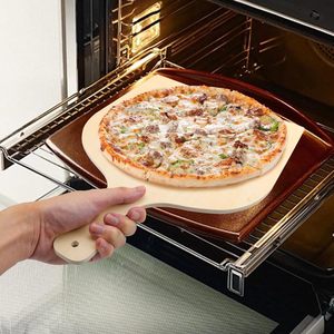 Planche à pizza en bois transfrontalière pour la cuisson maison, le pain, la pizza, assiette de service avec poignée, planche à découper la pizza, plateau de service - Product Image 1