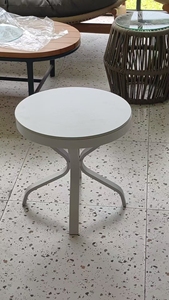 Mesa Auxiliar Redonda Moderna de Aluminio Blanco, Resistente a la Intemperie, para Hotel, Resort, Patio, Balcón, Muebles de Exterior - Product Image 6