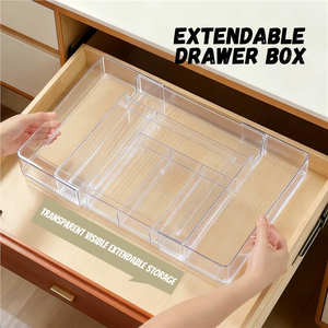 <b>Drawer</b> storage box expandable partition cutlery storage box acrylic grid visual management storage box kitchen accessory sorting - Product Image 1