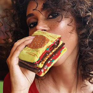 कस्टम उच्च गुणवत्ता वाला अद्वितीय भोजन उपहार बॉक्स मोजे रंगीन वयस्क मोजे अद्वितीय बर्गर गर्म कुत्ते टोकोस पॉपकॉर्न मोजे - Product Image 3