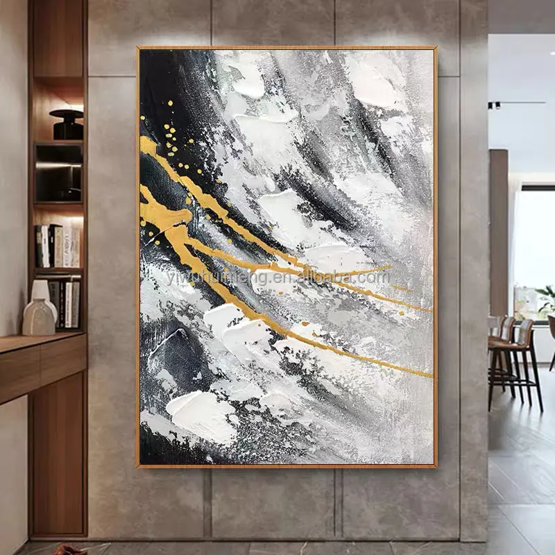 Декор для гостиной, серый холст, толстая морская волна, Современная Настенная картина ручной работы, оригинальная Абстрактная живопись Куадрос