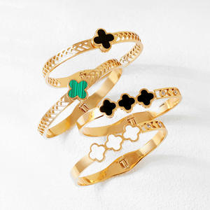 Opening <b>Bracelet</b> Black White Stainless Steel 18K Gold Plated Butterfly Bangle Fashion Blue Enamel <b>Crystal</b> Rhinestone Tarnish - Product Image 6