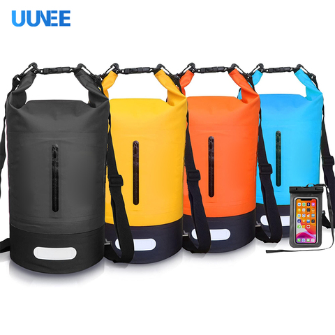 Custom LOGO 5L 10L 20L 30L 500D PVC Roll Top Waterproof Backpack Adjustable Handle Waterproof Zipper Dry Bag for Swimming