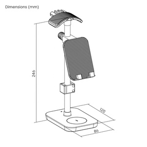 Aluminum <strong>Headphone</strong> <strong>Stand</strong> Charging Station Headset Holder With 15W Wireless Charger and Angle &amp; Height Adjustable Phone Holder - Product Image 6