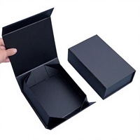 Boîte cadeau en carton rigide de luxe, nouveau design, boîte pliante en papier noir avec fermeture magnétique