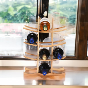 Solid Wood Wine <b>Rack</b> 3 Tier Countertop Storage Display <b>Rack</b> For <b>Kitchen</b> Living Room - Product Image 3