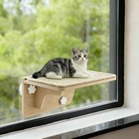 Hamac mural suspendu pour chat en bois massif, pour fenêtre ou baie vitrée, avec ventouses, plateforme d'escalade pour chat, arbre à chat en carton
