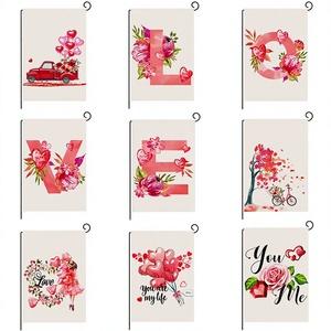 Valentine's Day Nordic Style Rectangle Garden Flag Polyester Material Pink Letter Printed Decoration for Home & Courtyard - Product Image 2