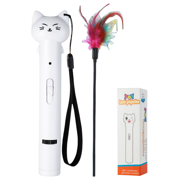 USB Charging Multi-function Laser Cat-teasing Keychain and 5 Patterns Pet Cat Laser Toy Led Light Interactive Laser Pointer Toys