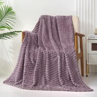 Couverture en flanelle douce et moelleuse de couleur unie personnalisée, épaisse et chaude, en microfibre pelucheuse pour la literie, le canapé, le fauteuil