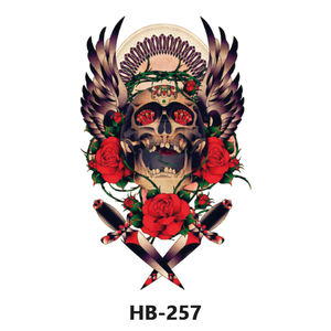 Stiker Tato Lengan Kerangka Palsu Kustom Berwarna-warni Tahan Air Tato Temporer Tengkorak Pria - Product Image 3