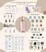 Produits de soin corporel WELLNESS, fabrication sur mesure, étiquette privée, gel nettoyant pour le corps nourrissant et parfumé pour femmes