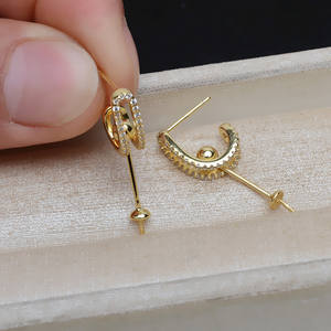 ต่างหูเงินแท้ S925 แบบติดหู ดีไซน์เรียบง่าย ประดับมุก 8-9 มม. สำหรับงาน DIY พร้อมฐานต่างหูคริสตัล 1128 - Product Image 2