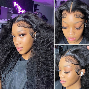 흑인 여성을위한 접착제가없는 풀 HD 레이스 가발 변태 곱슬 레이스 앞 가발 원시 브라질 사람의 머리카락 HD 레이스 정면 가발 인모 - Product Image 4