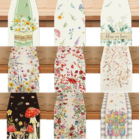 Chemin de table floral de printemps, 13 * 72 pouces, chemin de table brodé de marguerites multicolores, tulipes, adapté à la décoration de printemps