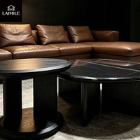 Hochwertiges Rundes Marmor-Couchtisch-Set Steinplatte Beistelltisch-Set für Luxusvilla Wohnzimmer Inneneinrichtung