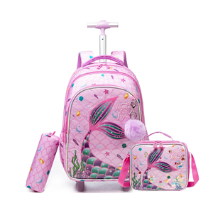 Nueva <span class=keywords><strong>mochila</strong></span> con <span class=keywords><strong>ruedas</strong></span> de dibujos animados a la moda, <span class=keywords><strong>mochila</strong></span> con <span class=keywords><strong>ruedas</strong></span> de <span class=keywords><strong>sirena</strong></span> para niños, <span class=keywords><strong>mochila</strong></span> escolar 3 en 1 con bolsa de almuerzo para niñas - Product Image 1