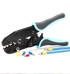 KHC Ratchet Type Labor-Saving Pre-Insulated Terminal Crimping Pliers <b>Soft</b> Grip Plastic Handle Black Oxide Finish Industrial <b>Wire</b> - Product Image 1