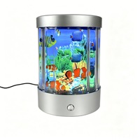 Mini aquarium décoratif tropical en plastique avec poissons artificiels en mouvement et veilleuse, cadeau pour la famille