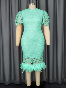AM040325 Abito Formale <span class=keywords><strong>da</strong></span> Donna a Maniche Corte, Slim Fit, in Pizzo, Stile Pencil, Produzione di Fabbrica - Product Image 3