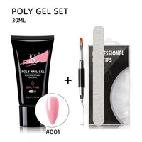 Kit d'extension d'ongles en polygel professionnel OEM personnalisé, marque privée, gel UV pour nail art, 30 ml, non toxique, certifié CE, longue durée
