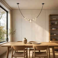 Lustre moderne de luxe en fer avec ampoule LED en verre, finition noire, à intensité variable, modèle Badu 7735, 3500K blanc chaud pour salon
