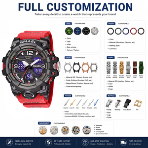 En Stock 1 Pieza Reloj de Pulsera Digital de Cuarzo para Hombre, Diseño de Lujo, Personalizable con Logotipo, 50 Piezas Smael 8008, Fabricante OEM ODM - Product Image 2