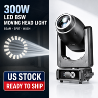 Luz de cabeza móvil LED BSW de 300W con anillo halo, 9 colores, 10 gobos, 7 gobos giratorios, prisma, 25 canales DMX512 para conciertos y clubes (Stock en EE. UU.)