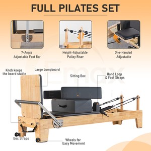 Body Building palestra attrezzature per il Fitness per la <span class=keywords><strong>casa</strong></span> esercizi personalizzati in legno di quercia in pelle bianca Core Yoga riformatore <span class=keywords><strong>Pilates</strong></span> - Product Image 5