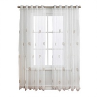 Voilage Moderne Translucide à Motif Feuille, à Passe-Tringle, Perforé, pour l'Intimité, pour Fenêtre, Idéal pour Salon d'Été