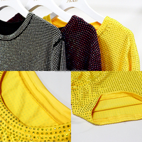 T-shirt à col rond pour femme T144 Fashion avec paillettes et strass, débardeur de fête en cristal, crop top imprimé personnalisé