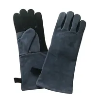 Sarung tangan panjang, bahan kulit tahan panas, sarung tangan BBQ Oven memanggang memasak, sarung tangan manset panjang
