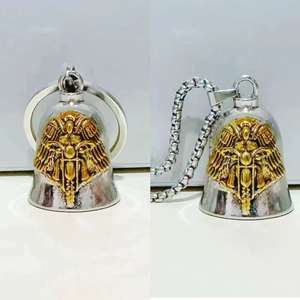 Llavero de Campana de Ángel Guardián <span class=keywords><strong>Vintage</strong></span> para Motociclista, Campanas de Metal para Buena Suerte en el Camino, Collar, Campanas para Bicicleta - Product Image 2