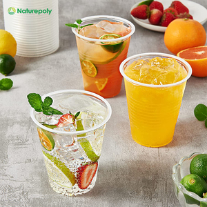 Wholesale Customised 10 12 16 20 24 oz Compostable Disposable Pla Cup Biodegradable Clear Plastic Cups with Lid