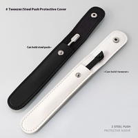 Poussoir à cuticules en cuir mort avec acier résistant à l'usure et housse de protection en cuir PU accessoire spécial pour Nail Art