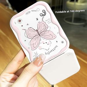 Sisir cermin kecil kupu-kupu lucu, sisir cermin lipat portabel 2 dalam 1 cermin rias wanita - Product Image 6