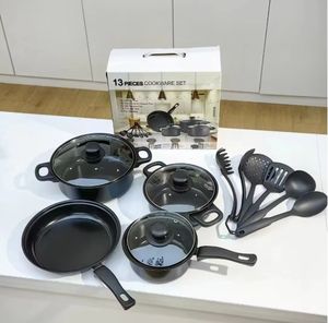 Ensemble de casseroles en acier inoxydable de 13 pièces pour cuisine d'hôtel, nouveau design, avec couvercle en verre, compatible lave-vaisselle, cuisinière à gaz et à induction - Product Image 2