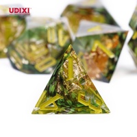 Pour Udixi RPG jeu de dés en résine dés D & D polyédriques à bords tranchants avec feuille d'or en plumes pour donjons et dragons