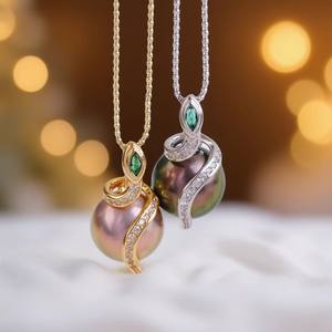 31299 DIY Pearl <b>Accessories</b> S925 Silver Pendant 11-13mm Round Empty Set Simple <b>Snake</b> Spirit Necklace Jewelry Findings Components - Product Image 4