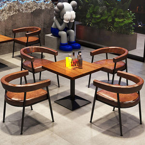 Tables et chaises de bar en similicuir style camping, banquette de salon style industriel, restaurant de barbecue sablée, café - Product Image 6