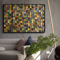 Tailai 3D bois massif mosaïque TV fond mur Puzzle dégradé couleur suspendu Art dimensionnel décor