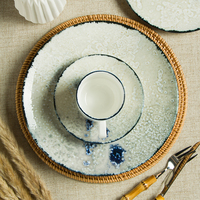 Assiettes à dîner JQY, assiettes personnalisées pour restaurants, vaisselle en céramique, ensemble d'assiettes de traiteur, assiettes rondes en porcelaine rustique mouchetée, ensemble de plats de table