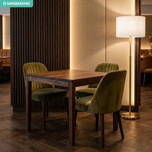 Ensemble de salle à manger pour restaurant commercial, banquette rembourrée en velours, chaise de salle à manger, table en bois massif pour hôtel, projet de restauration fine - Product Image 1