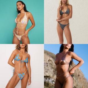 Wholesale Large Bust Friendly Summer Sexy Strapless 2-Piece Bikini Set V-Neck Tummy Control High Waisted Beach Vacation - Product Image 6