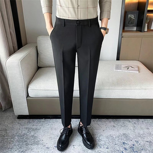 <span class=keywords><strong>Pantalon</strong></span> <span class=keywords><strong>de</strong></span> <span class=keywords><strong>costume</strong></span> d'été slim pour hommes sans repassage Petit <span class=keywords><strong>pantalon</strong></span> habillé <span class=keywords><strong>Pantalon</strong></span> décontracté à neuf points - Product Image 3